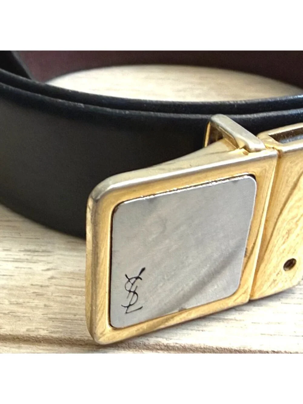 YSL Yves Saint Laurent Unisex Leather Belt Vintage Luxury Designer Minimalist